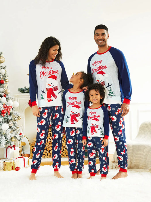 Snowman And Letter Print Family Matching Christmas Sweater Set