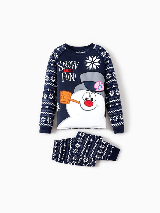 Snowman Graphic Print Family Matching Christmas Pajama Set