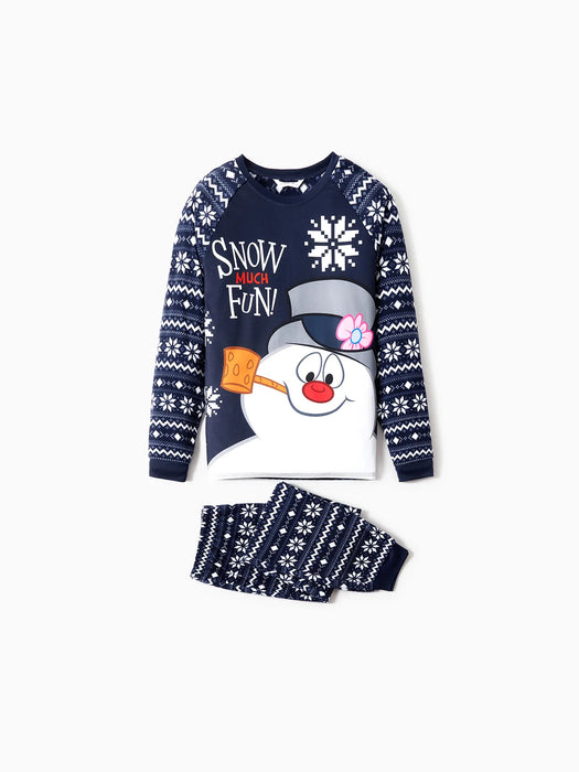 Snowman Graphic Print Family Matching Christmas Pajama Set