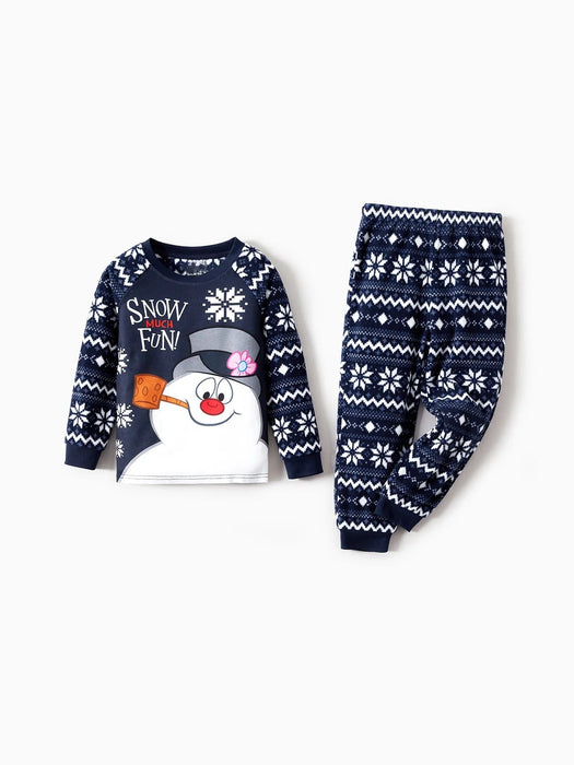 Snowman Graphic Print Family Matching Christmas Pajama Set