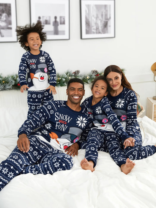 Snowman Graphic Print Family Matching Christmas Pajama Set