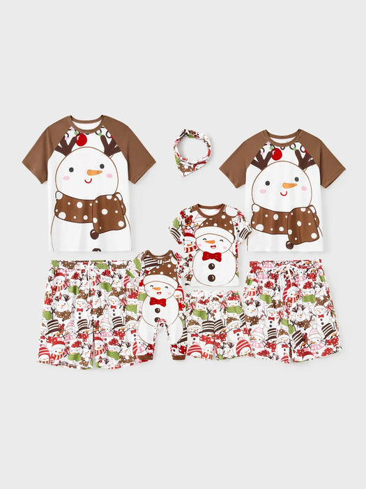 Snowman Printed Family Matching Christmas Pajama Set