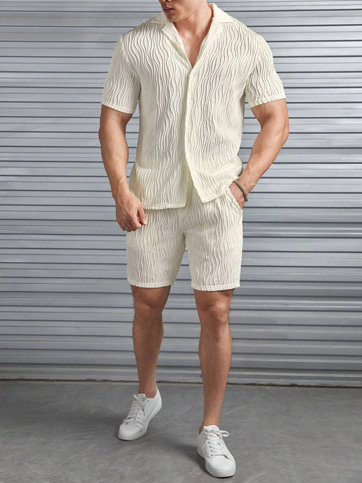 Solid Color Lapel Shirt And Shorts