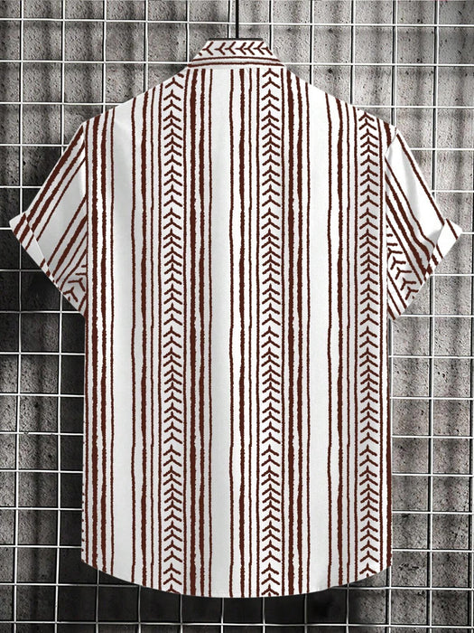 Strip Printed Short Sleeve Shirts