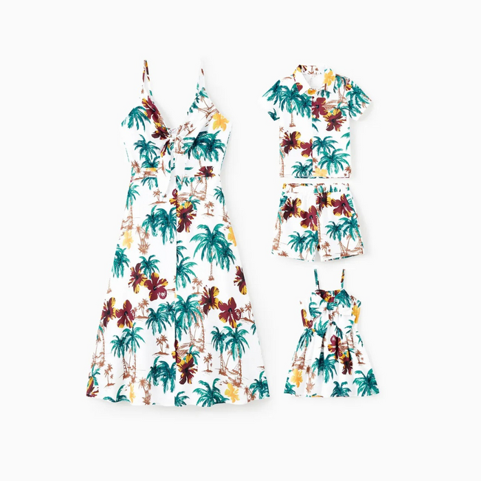 Tropical Botanical Print Matching Outfit Set