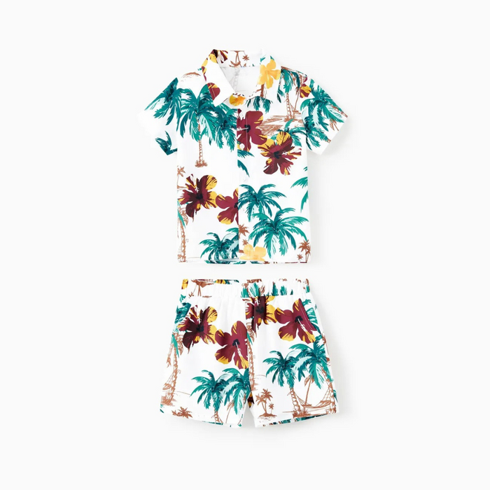 Tropical Botanical Print Matching Outfit Set