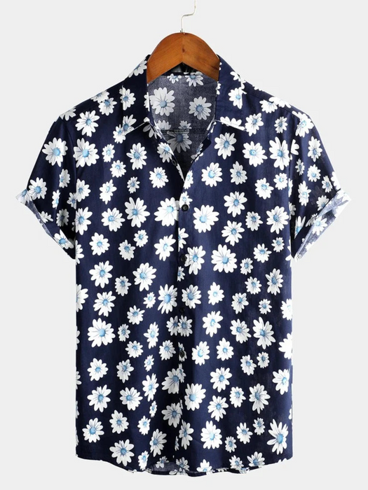 Tropical Floral Daisy Print Hawaiian Shirt