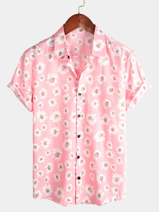 Tropical Floral Daisy Print Hawaiian Shirt