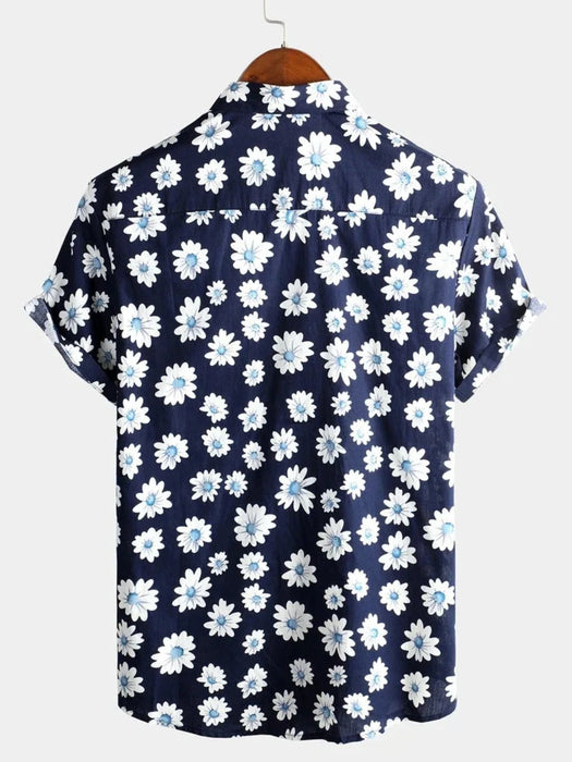 Tropical Floral Daisy Print Hawaiian Shirt