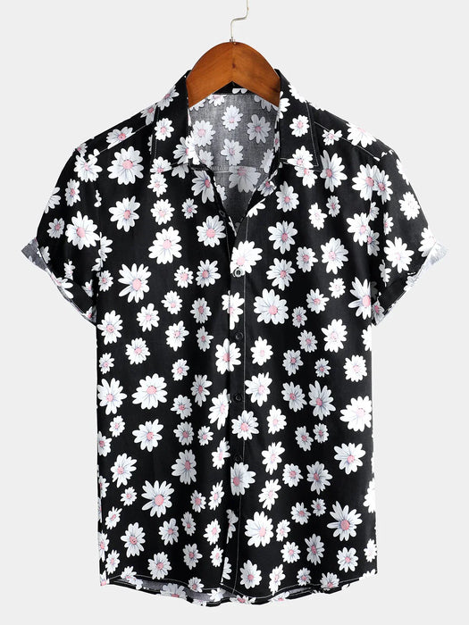 Tropical Floral Daisy Print Hawaiian Shirt