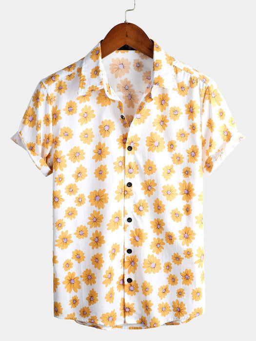 Tropical Floral Daisy Print Hawaiian Shirt