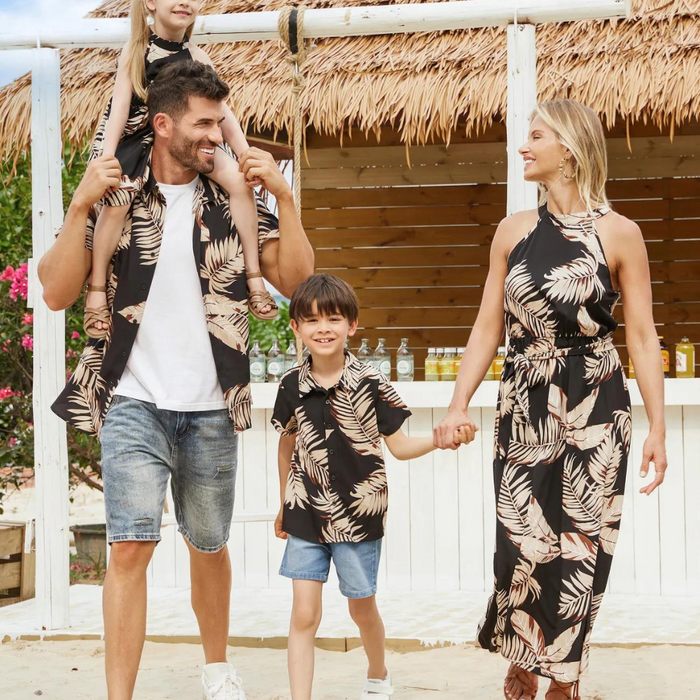 Tropical Leaf Printed Family Matching Outfit Set