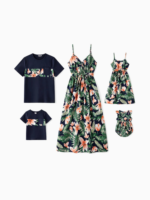 Tropical Plant And Flower Print Family Vacation Family Matching Set