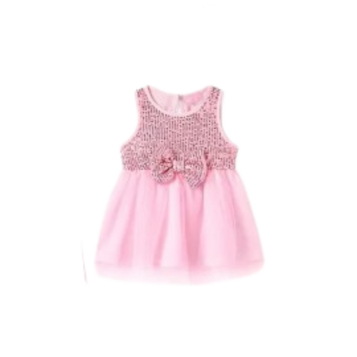 Family Matching Polo Shirt And Sleeveless Sequined Tulle Dress Sets