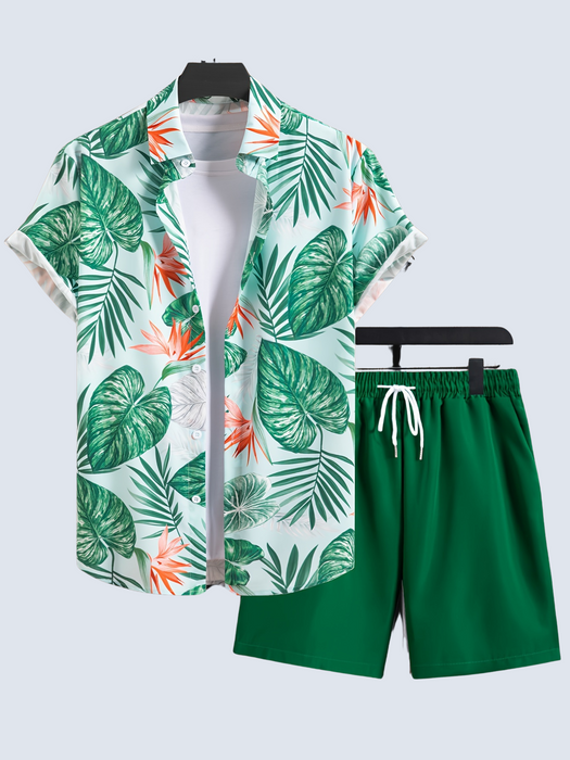 Leaf Pattern Hawaiian 2 Piece Set