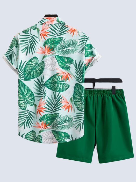 Leaf Pattern Hawaiian 2 Piece Set