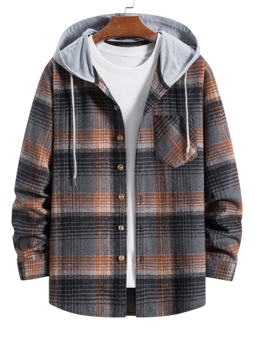 Flannel Plaid Hooded Overshirt