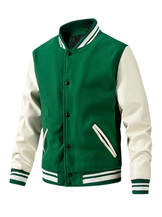 Contrast Wool Look Baseball Jacket