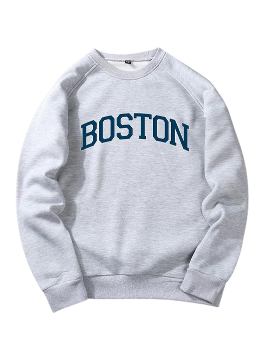 Boston Letter Print Raglan Sleeves Sweatshirt