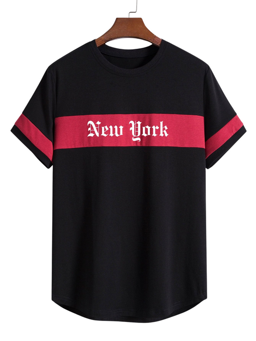 New York Print Patchwork Arc Hem T-Shirt