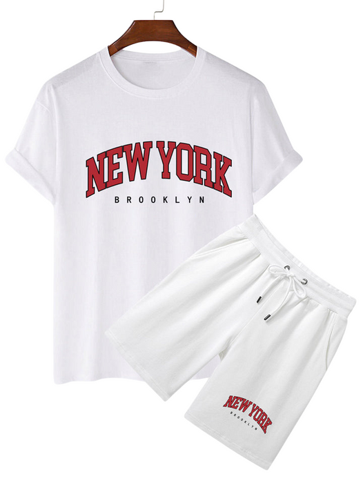 New York Print T-Shirt And Shorts