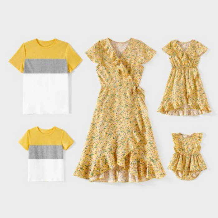 Sunshine Floral And Color Block Family Fashion Collection