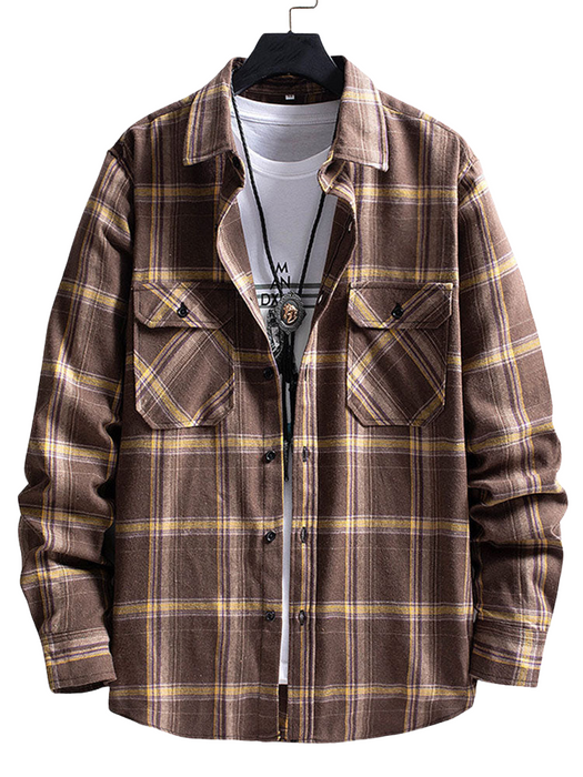 Double Patch Pockets Plaid Shirt