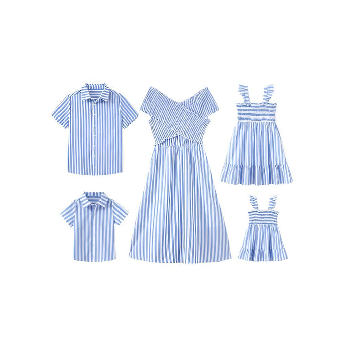 Vertical Strips Patterned Dresses Set