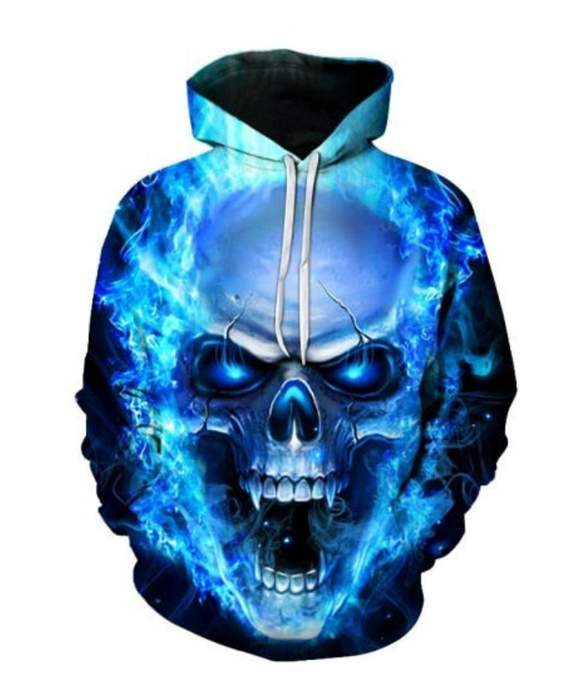 Vibrant Azure Flame Hoodie