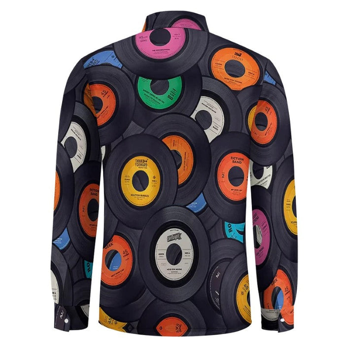 Vinyl Records Casual Printed Long Sleeve Shirt