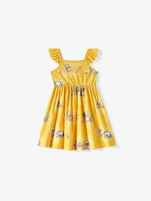 Winnie The Pooh Print Ruffled Romper And Dress Set