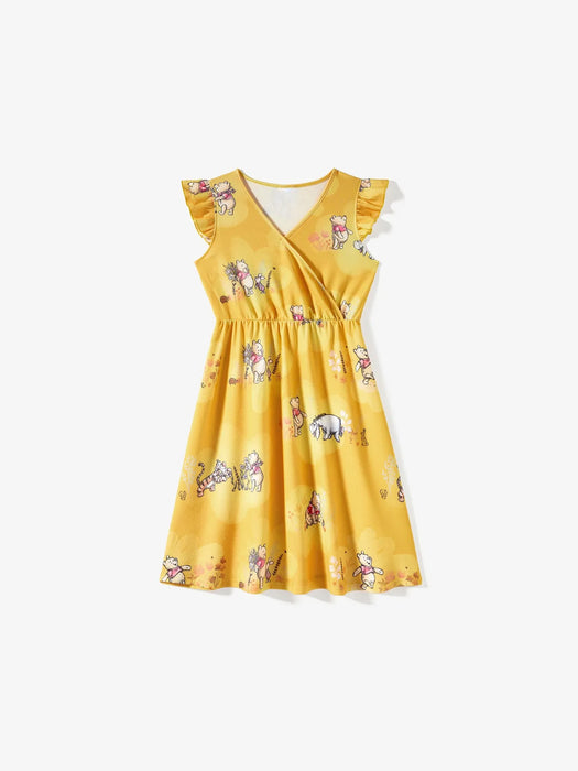 Winnie The Pooh Print Ruffled Romper And Dress Set