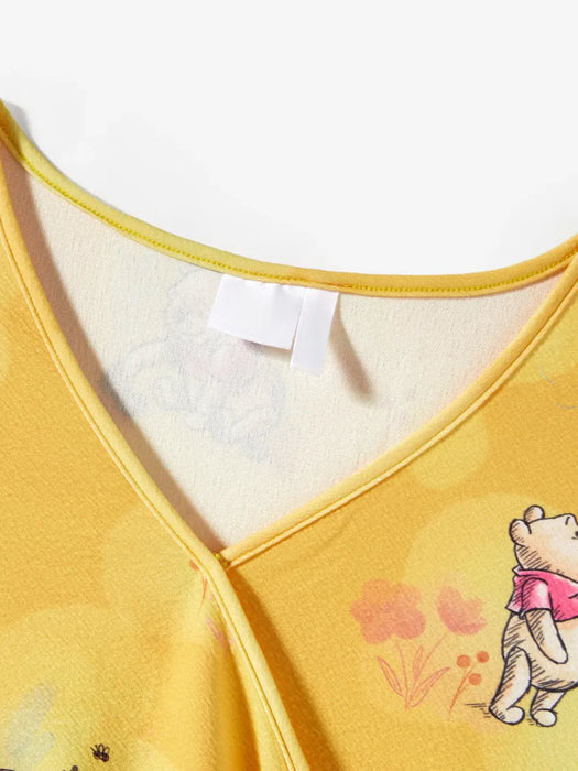 Winnie The Pooh Print Ruffled Romper And Dress Set