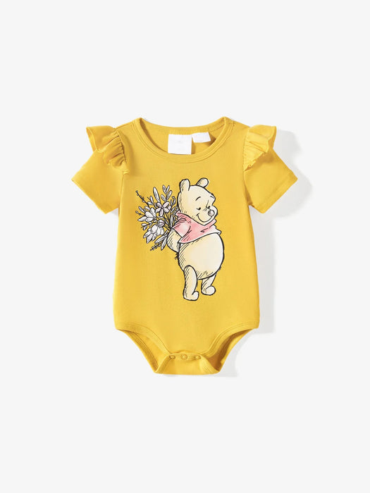 Winnie The Pooh Print Ruffled Romper And Dress Set