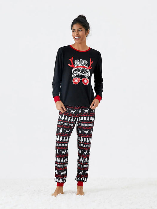 Santa And Reindeer Print Family Matching Christmas Pajama Sets