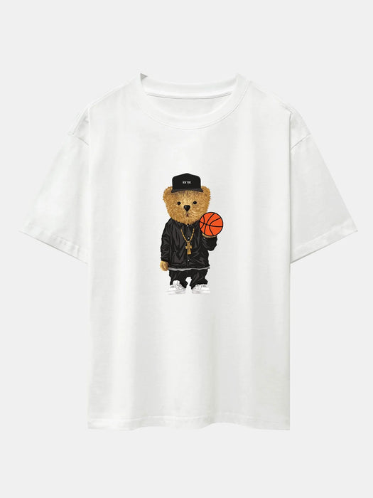 Basketball Bear Print Oversize T-Shirt