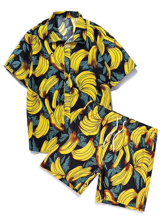 Banana Print Shirt And Swim Shorts