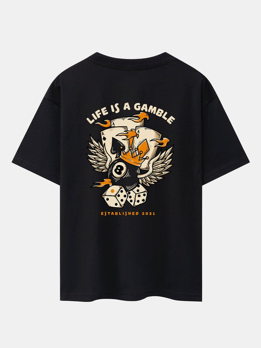 Ace Of Spades Back Print Oversize T-Shirt