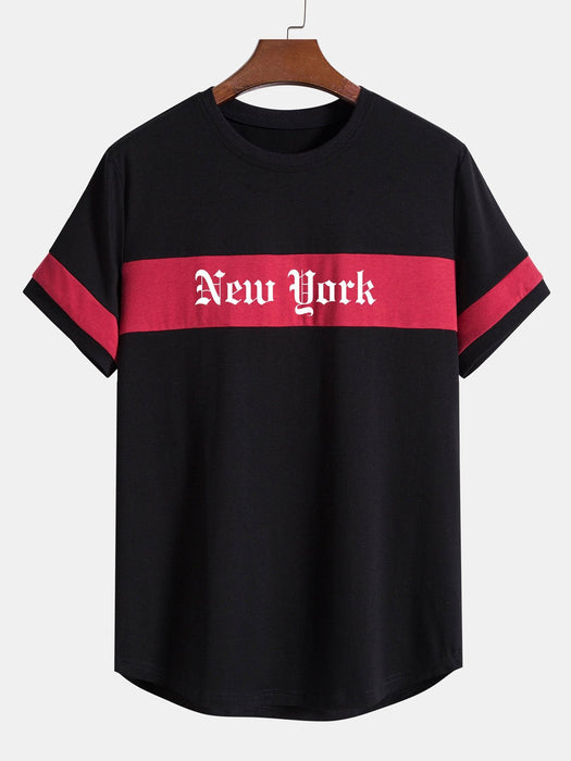 New York Print Patchwork Arc Hem T-Shirt