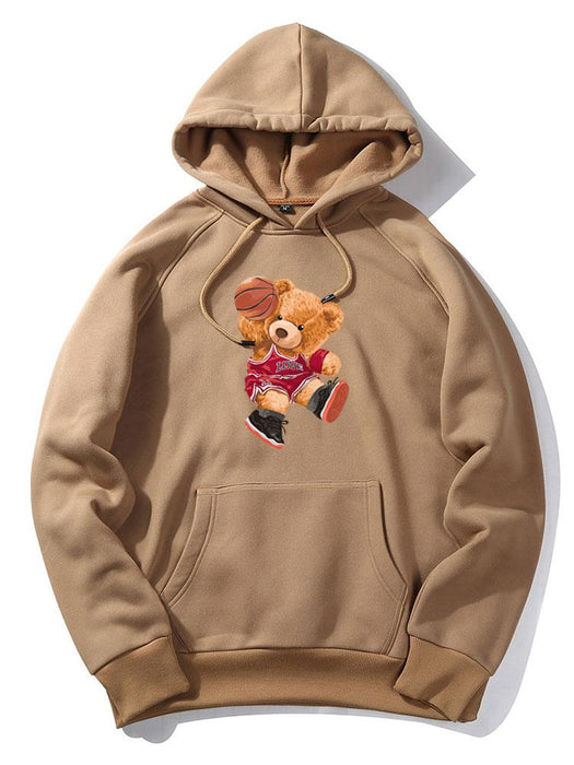 Basketball Bear Print Hoodie