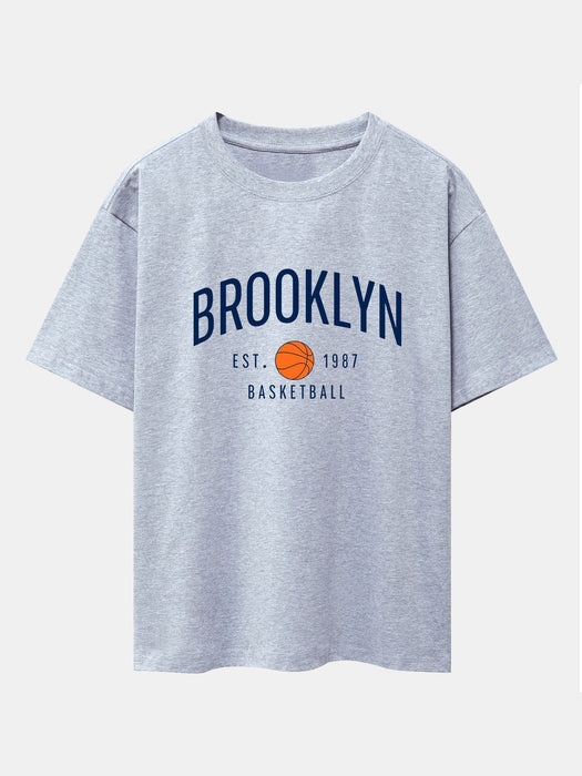 Brooklyn Basketball Print Oversize T-Shirt