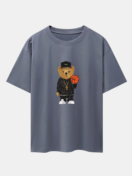 Basketball Bear Print Oversize T-Shirt