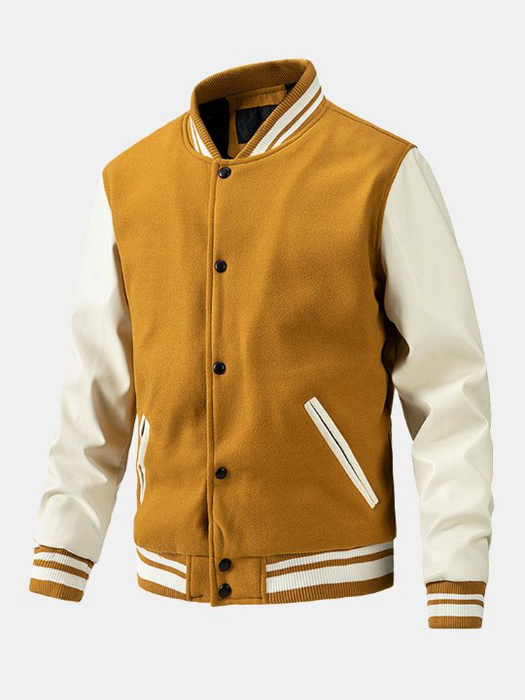 Contrast Wool Look Baseball Jacket