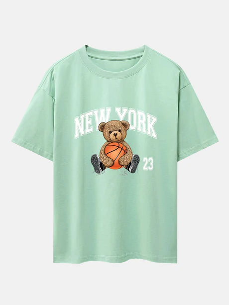 Basketball Bear Print Oversize T-Shirt