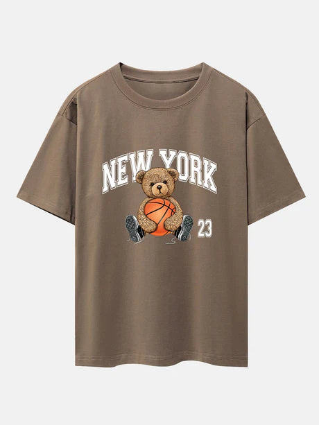 Basketball Bear Print Oversize T-Shirt