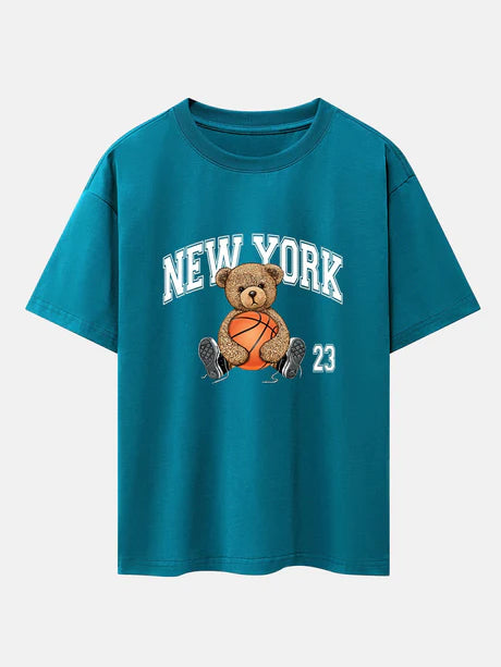 Basketball Bear Print Oversize T-Shirt