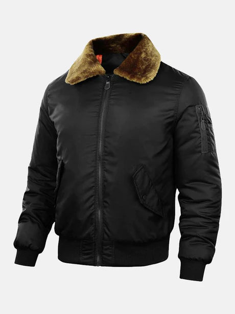 Bomber Jacket With Faux Fur Collar