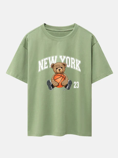 Basketball Bear Print Oversize T-Shirt