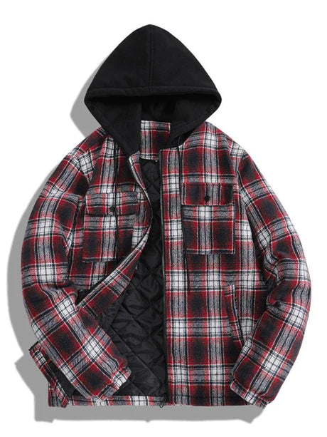 Flannel Hooded Plaid Coat