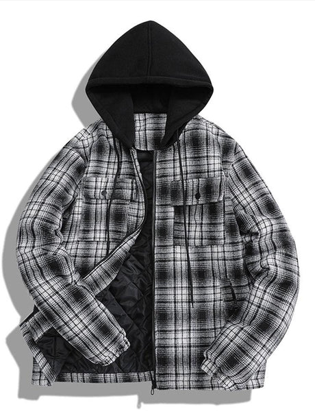 Flannel Hooded Plaid Coat